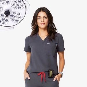 Figs Catarina Scrub Top in Charcoal - XXS